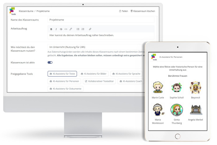 Die Klassenräume in der Fobizz-KI-App (Bild: Fobizz)